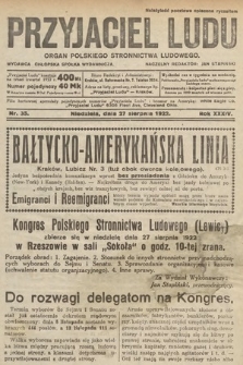 Przyjaciel Ludu : organ Polskiego Stronnictwa Ludowego. 1922, nr 35