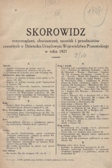 Dziennik Urzędowy Województwa Poznańskiego. 1927, skorowidz