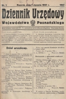Dziennik Urzędowy Województwa Poznańskiego. 1927, nr 1