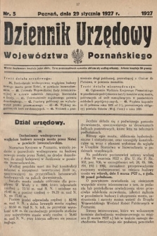 Dziennik Urzędowy Województwa Poznańskiego. 1927, nr 5