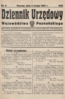 Dziennik Urzędowy Województwa Poznańskiego. 1927, nr 6