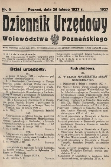 Dziennik Urzędowy Województwa Poznańskiego. 1927, nr 9