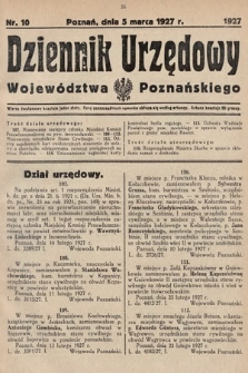 Dziennik Urzędowy Województwa Poznańskiego. 1927, nr 10