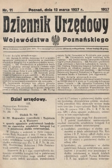 Dziennik Urzędowy Województwa Poznańskiego. 1927, nr 11