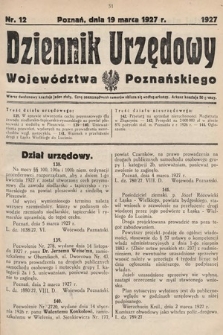 Dziennik Urzędowy Województwa Poznańskiego. 1927, nr 12