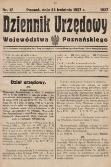 Dziennik Urzędowy Województwa Poznańskiego. 1927, nr 17