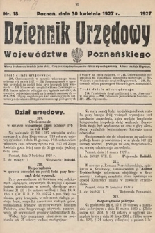 Dziennik Urzędowy Województwa Poznańskiego. 1927, nr 18