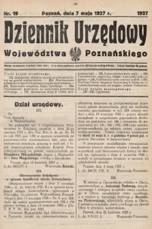 Dziennik Urzędowy Województwa Poznańskiego. 1927, nr 19