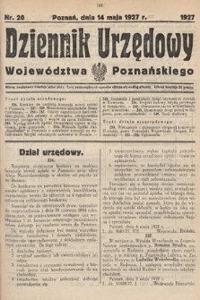 Dziennik Urzędowy Województwa Poznańskiego. 1927, nr 20
