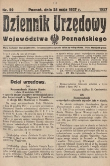 Dziennik Urzędowy Województwa Poznańskiego. 1927, nr 22