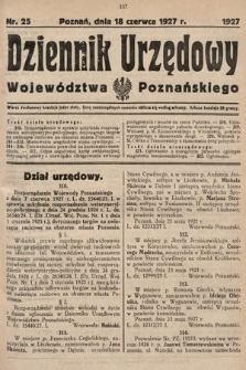 Dziennik Urzędowy Województwa Poznańskiego. 1927, nr 25