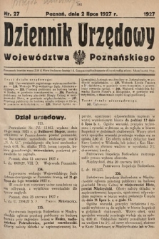 Dziennik Urzędowy Województwa Poznańskiego. 1927, nr 27