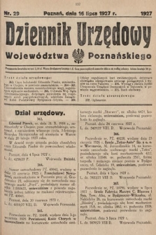 Dziennik Urzędowy Województwa Poznańskiego. 1927, nr 29