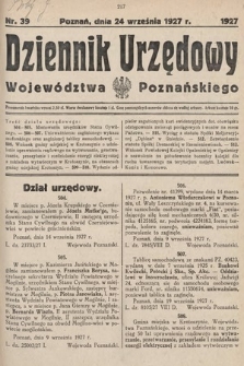 Dziennik Urzędowy Województwa Poznańskiego. 1927, nr 39