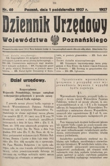 Dziennik Urzędowy Województwa Poznańskiego. 1927, nr 40