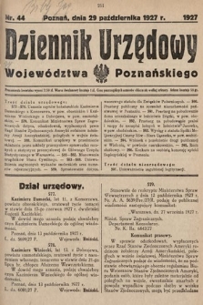 Dziennik Urzędowy Województwa Poznańskiego. 1927, nr 44