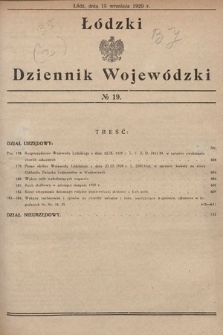 Łódzki Dziennik Wojewódzki. 1929, nr 19