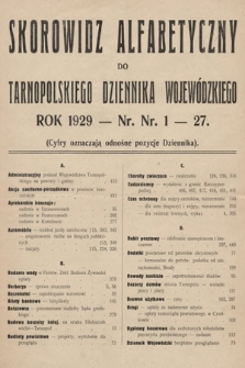 Tarnopolski Dziennik Wojewódzki. 1929, skorowidz alfabetyczny