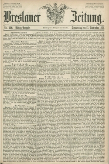 Breslauer Zeitung. 1859, No. 430 (15 September) - Mittag-Ausgabe