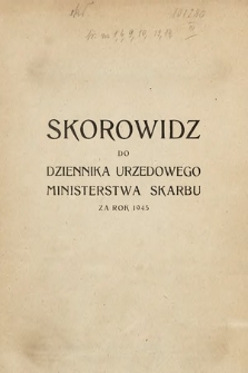 Dziennik Urzędowy Ministerstwa Skarbu. 1945, skorowidz
