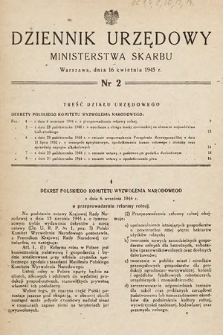 Dziennik Urzędowy Ministerstwa Skarbu. 1945, nr 2