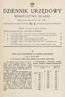Dziennik Urzędowy Ministerstwa Skarbu. 1945, nr 5
