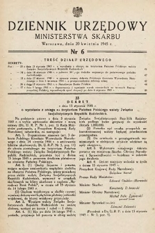 Dziennik Urzędowy Ministerstwa Skarbu. 1945, nr 6