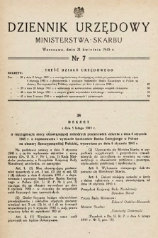 Dziennik Urzędowy Ministerstwa Skarbu. 1945, nr 7