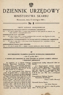 Dziennik Urzędowy Ministerstwa Skarbu. 1945, nr 8