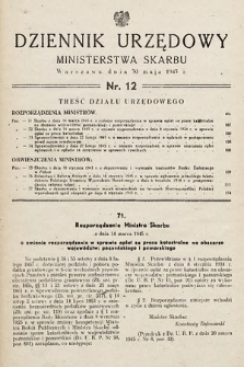 Dziennik Urzędowy Ministerstwa Skarbu. 1945, nr 12