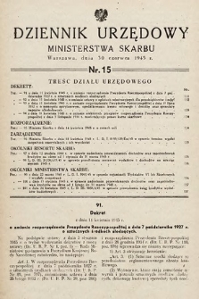 Dziennik Urzędowy Ministerstwa Skarbu. 1945, nr 15