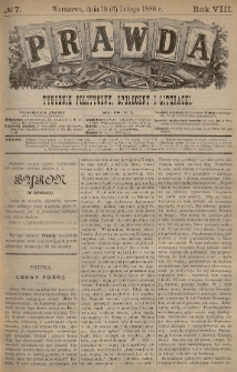 Prawda : tygodnik polityczny, społeczny i literacki. 1888, nr 7