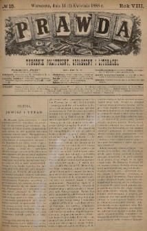 Prawda : tygodnik polityczny, społeczny i literacki. 1888, nr 15