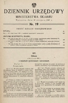 Dziennik Urzędowy Ministerstwa Skarbu. 1945, nr 19