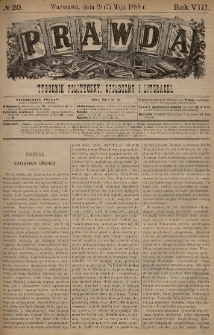 Prawda : tygodnik polityczny, społeczny i literacki. 1888, nr 20