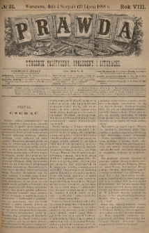 Prawda : tygodnik polityczny, społeczny i literacki. 1888, nr 31