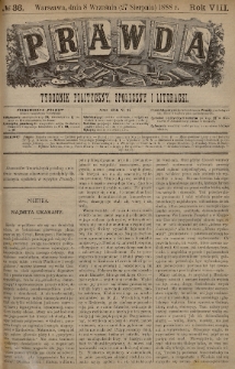 Prawda : tygodnik polityczny, społeczny i literacki. 1888, nr 36