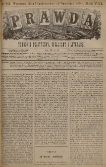 Prawda : tygodnik polityczny, społeczny i literacki. 1888, nr 40