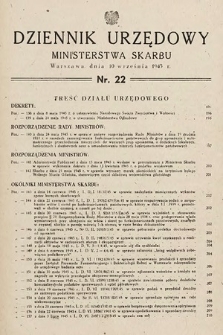 Dziennik Urzędowy Ministerstwa Skarbu. 1945, nr 22