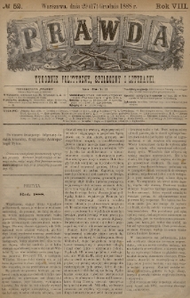 Prawda : tygodnik polityczny, społeczny i literacki. 1888, nr 52