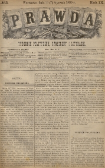 Prawda : tygodnik polityczny, społeczny i literacki. 1889, nr 3