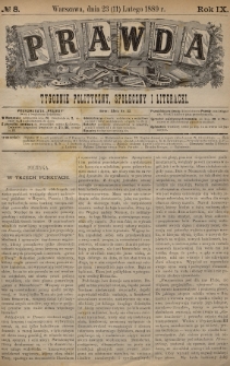 Prawda : tygodnik polityczny, społeczny i literacki. 1889, nr 8