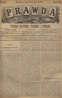 Prawda : tygodnik polityczny, społeczny i literacki. 1889, nr 20