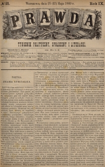 Prawda : tygodnik polityczny, społeczny i literacki. 1889, nr 21