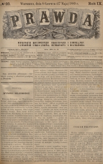 Prawda : tygodnik polityczny, społeczny i literacki. 1889, nr 23