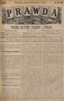 Prawda : tygodnik polityczny, społeczny i literacki. 1889, nr 25