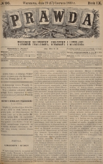 Prawda : tygodnik polityczny, społeczny i literacki. 1889, nr 26