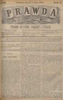 Prawda : tygodnik polityczny, społeczny i literacki. 1889, nr 28