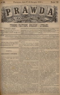 Prawda : tygodnik polityczny, społeczny i literacki. 1889, nr 33
