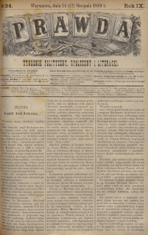 Prawda : tygodnik polityczny, społeczny i literacki. 1889, nr 34